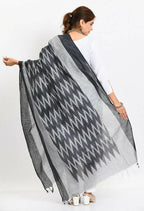 Mominos Fashion Moeza Women's Handloom Cotton Ikkat Black Dupatta | Grocsy