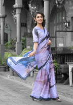 stylish Casual Light Purple Imported georgette Ready to Wear Fancy Saree - Ashwini | Grocsy