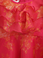 Ahalyaa Pink Organza Digital Print Kids Dress Kurta For Girls | Grocsy