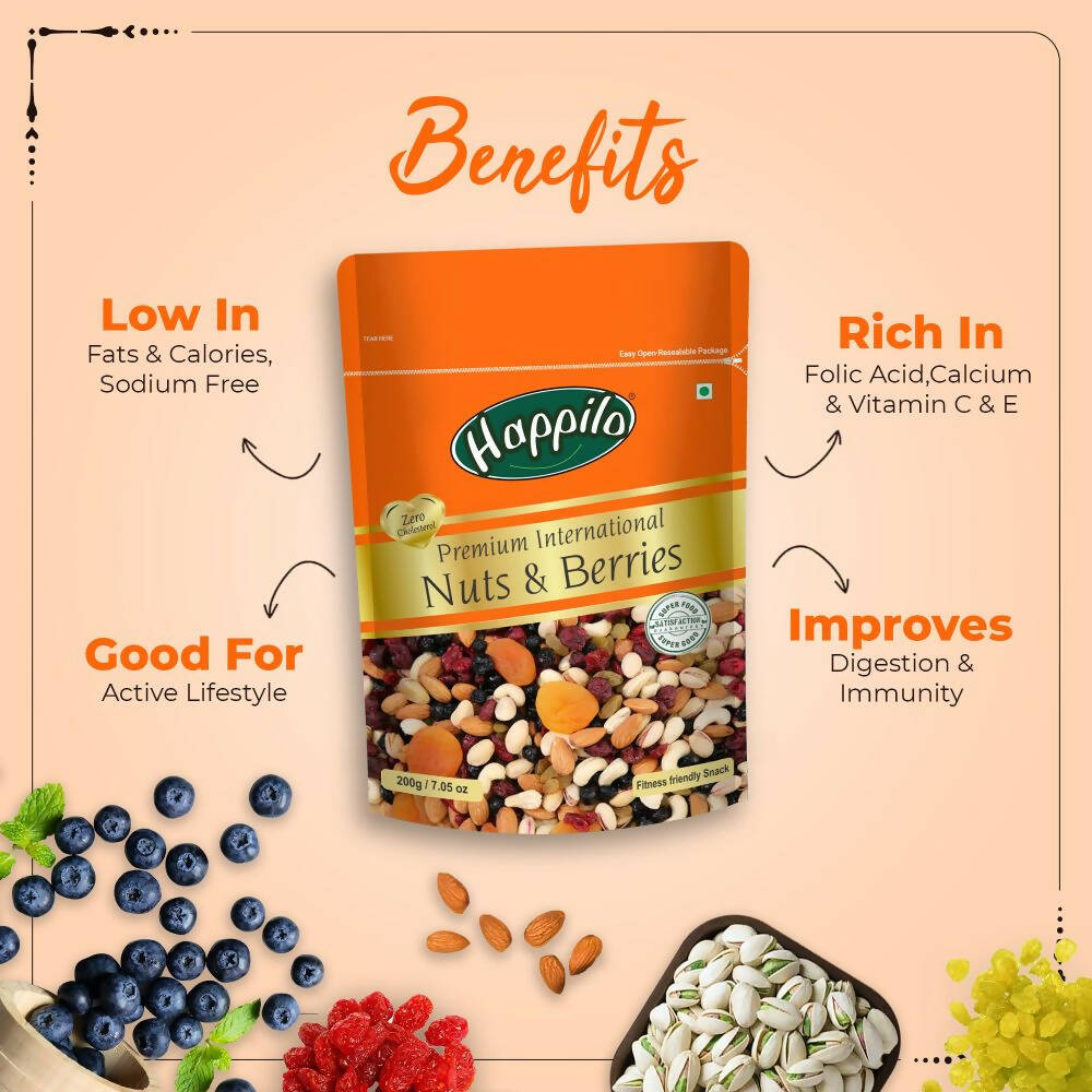 Happilo Healthy & Tasty Premium Nuts and Berries Mix | Grocsy
