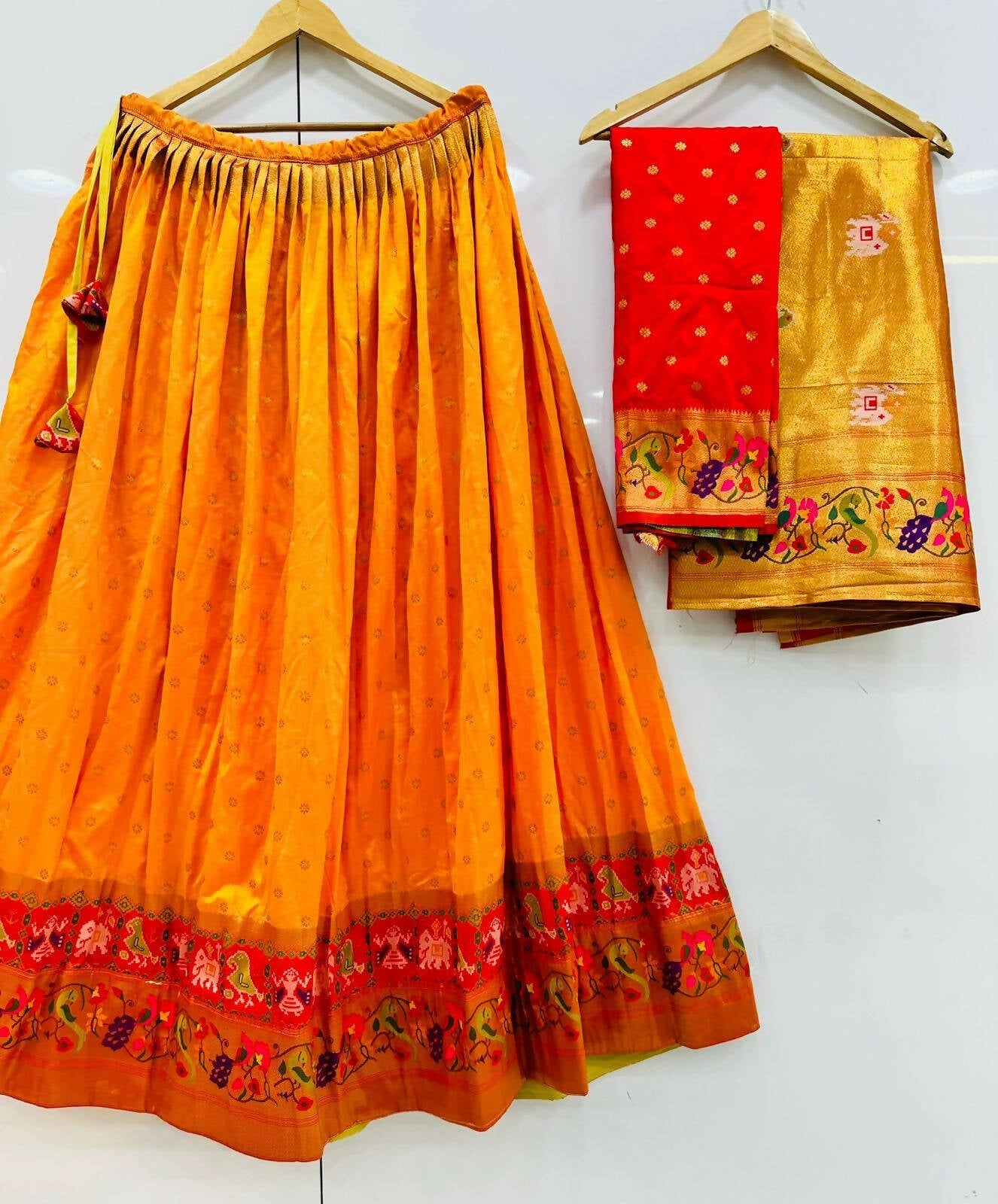 DEIANA'S Beautiful Jari Silk Weaving Lehengha choli - Orange | Grocsy