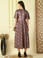 Myshka Women's Multi Printed Velvet Party Dress | Grocsy