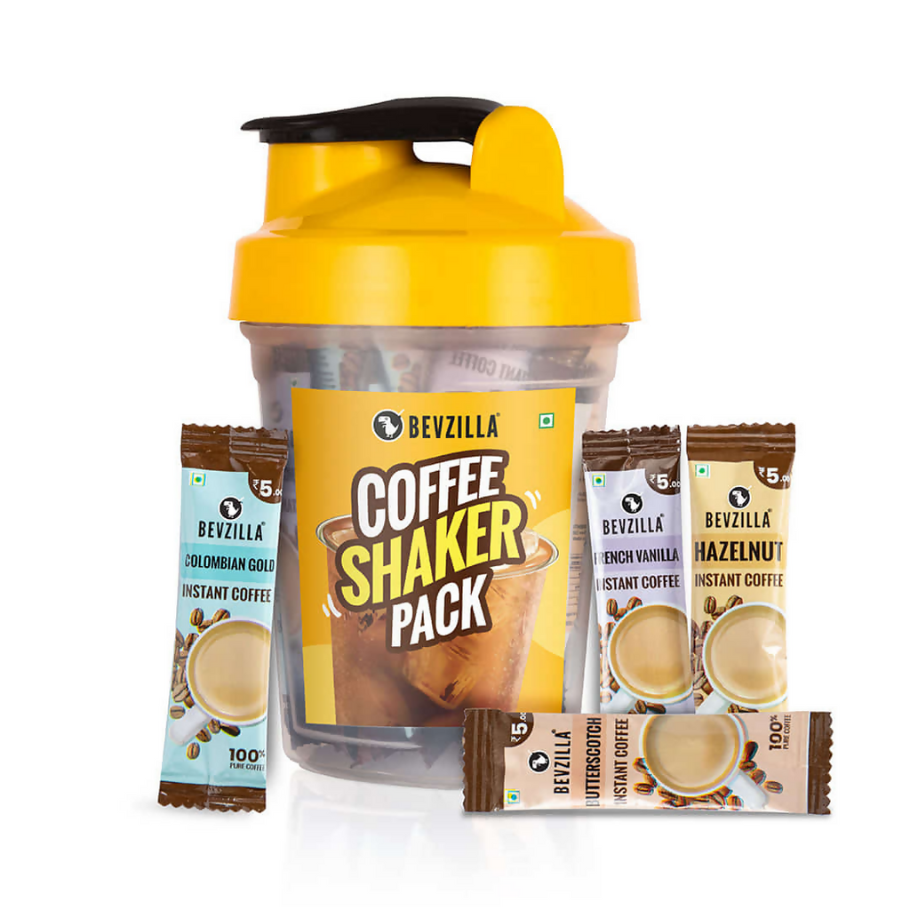 Bevzilla 25 Flavoured Coffee Sachets + Shaker | Grocsy