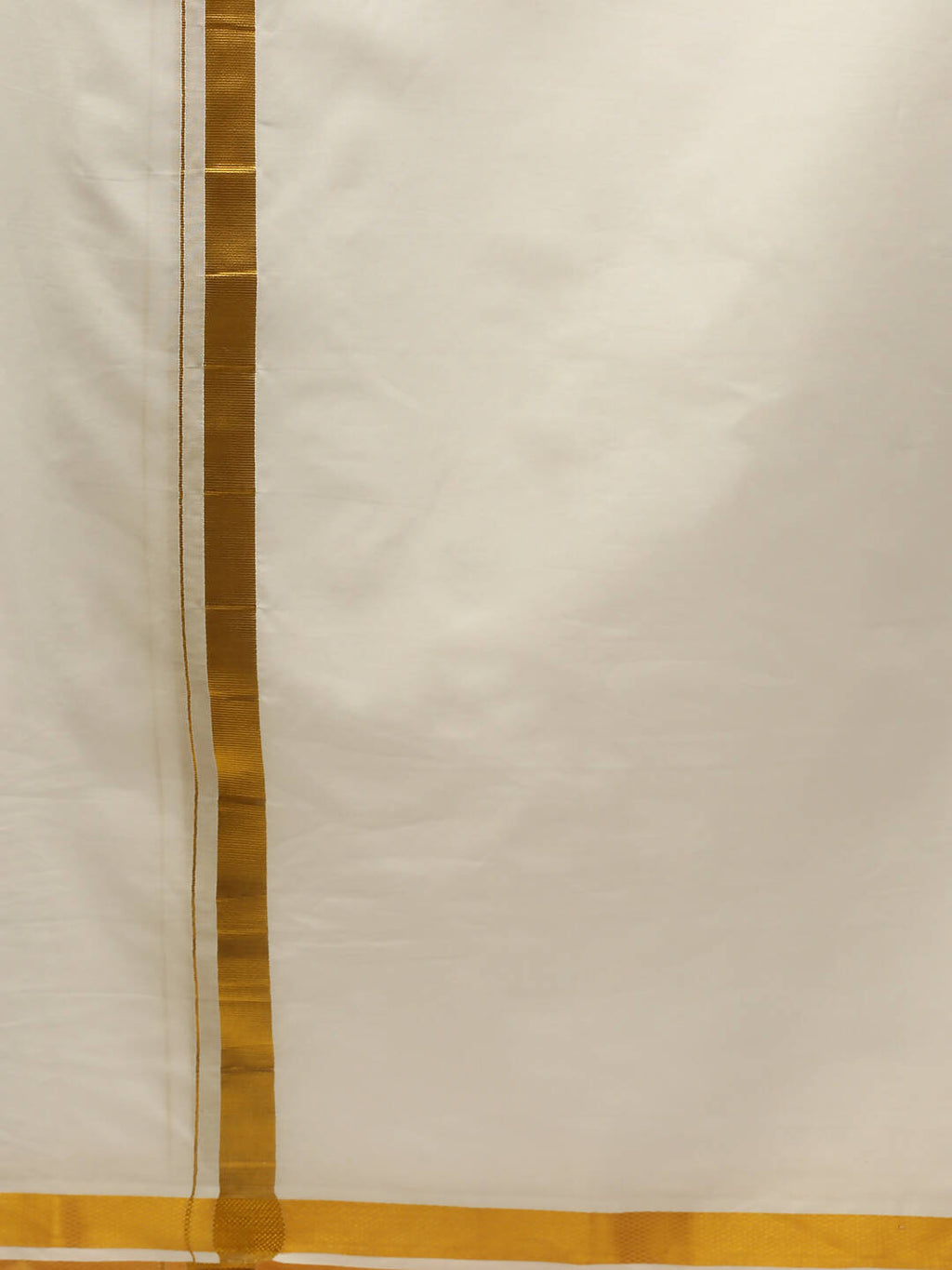 Ramraj Cotton Mens Pure Cotton 1 Inch Gold Jari Dhoti - Cream | Grocsy