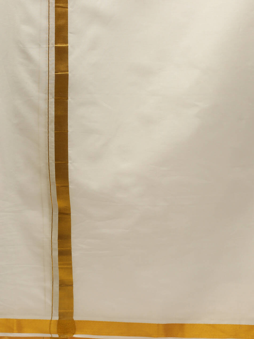 Ramraj Cotton Mens Pure Cotton 1 Inch Gold Jari Dhoti - Cream | Grocsy