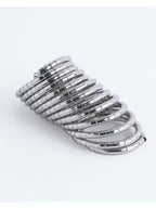 NVR Women Handmade Silver Plated Spiral Bangle | Grocsy