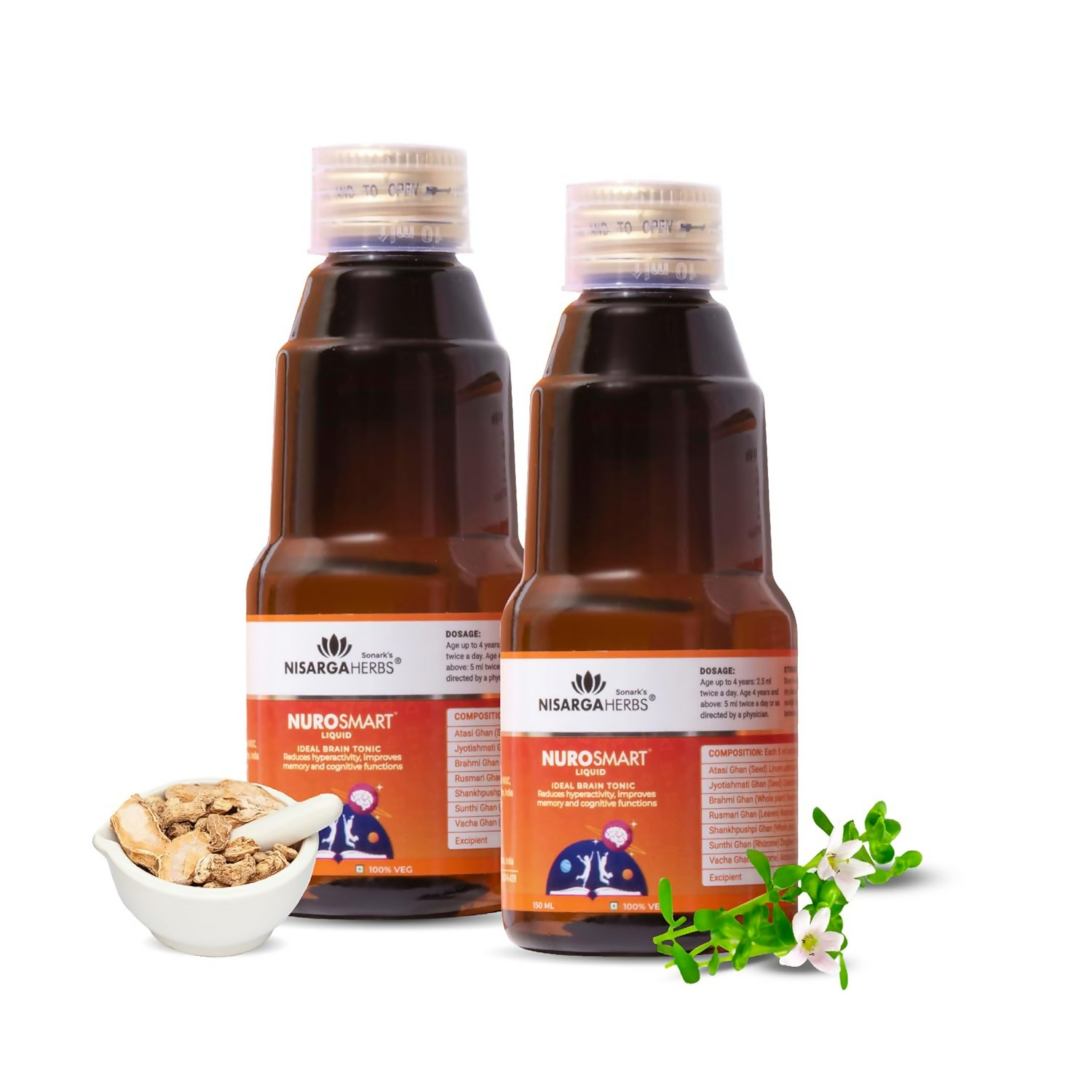 Nisarga Herbs Nurosmart Brain Booster Syrup For Kids (2–12Y) | Grocsy