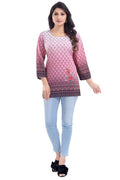 Snehal Creations Dark Pink Faux Crepe Short Kurti Tunic Top | Grocsy