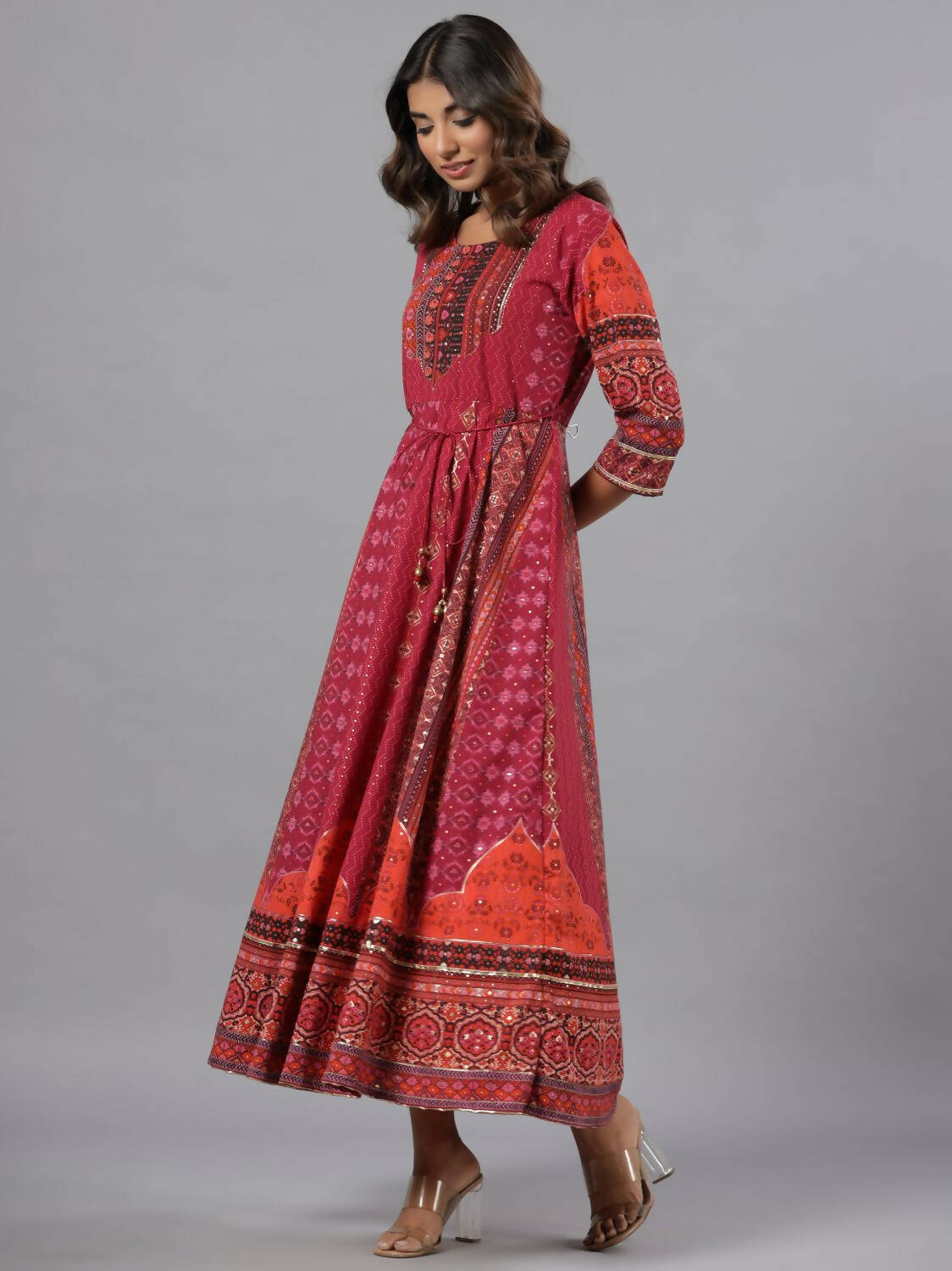 Juniper Women Plum Silk Printed Maxi Dress | Grocsy