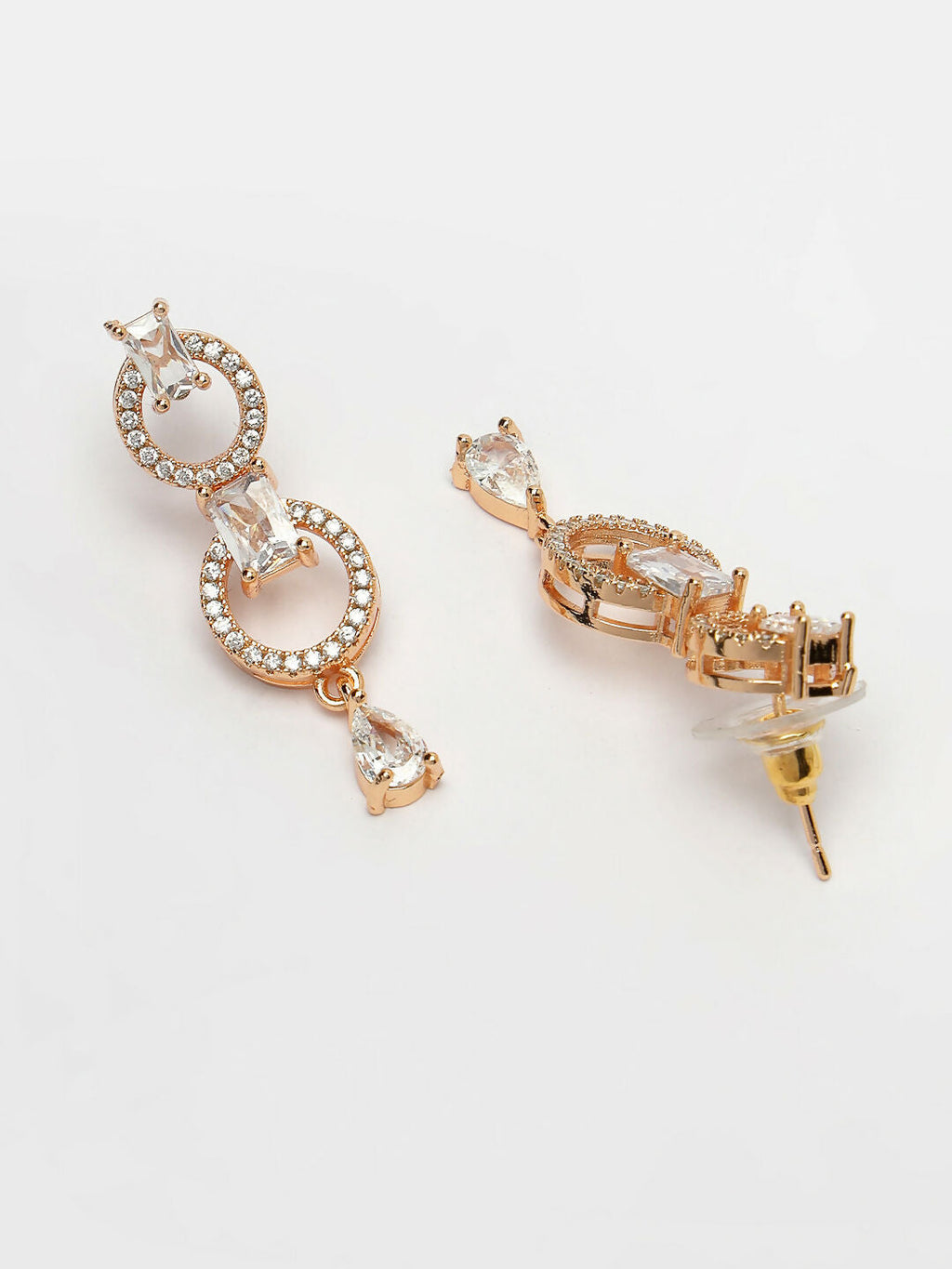 NVR Women's Gold-Polished American Diamond Studded Handcrafted Jewellery Set | Grocsy