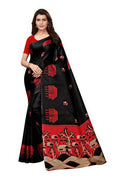 Vamika Latest Black Color Kalamkari With Jhalar Khadi Silk Saree | Grocsy