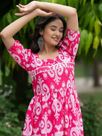 The52 Women's Gorgeous Flared Printed French Crepe Dress | Grocsy