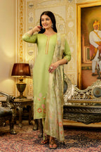The52 Lemons Women's Beautiful Viscose Shimmer Fabric Embroidered Work Straight Kurta Pant and Dupatta Set | Grocsy