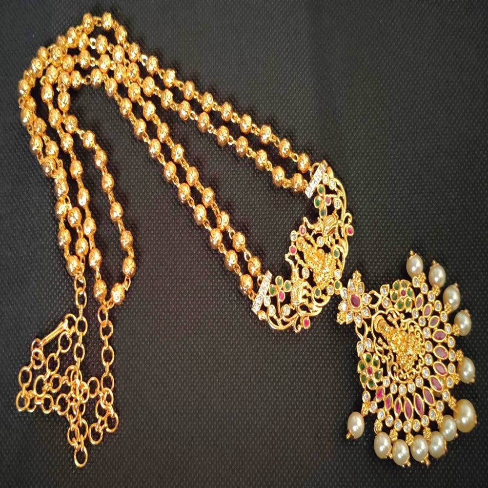 Gold-Polished Temple Long Necklace | Grocsy