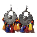MS Fashion India Heavy Design Silver Toned Chandbali Silk Threads And Beads Multi Colors Earrings | Grocsy