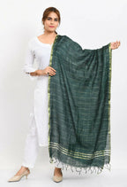 Mominos Fashion Moeza Women's Cotton Zari Box Bottle Green Dupatta | Grocsy
