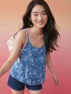 Janasya Blue A-Line Cotton Top | Grocsy