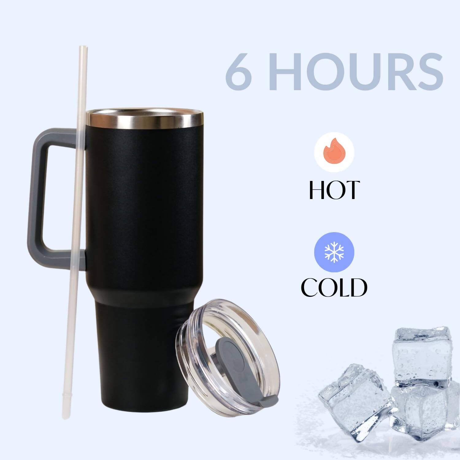 Nestasia Tumbler with Handle Straw & Lid - 1.2L (Black) | Grocsy