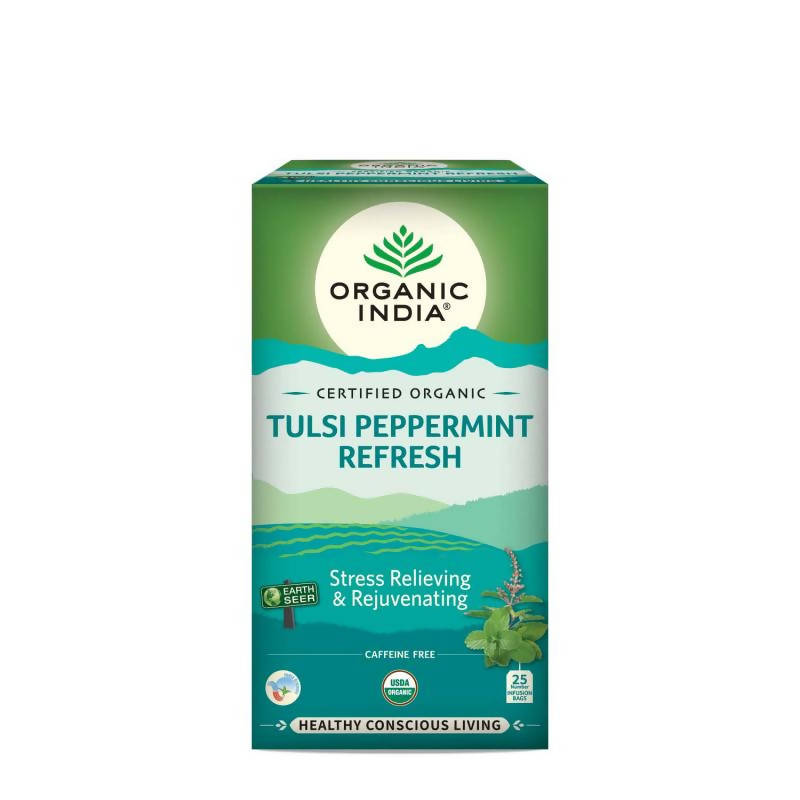 Organic India Tulsi Peppermint Refresh Tea Bags | Grocsy