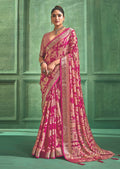 Joban Fashion Pinkdull Moss Brasso With Kasab Zari Border Saree & Tassels With Brasso Blouse | Grocsy