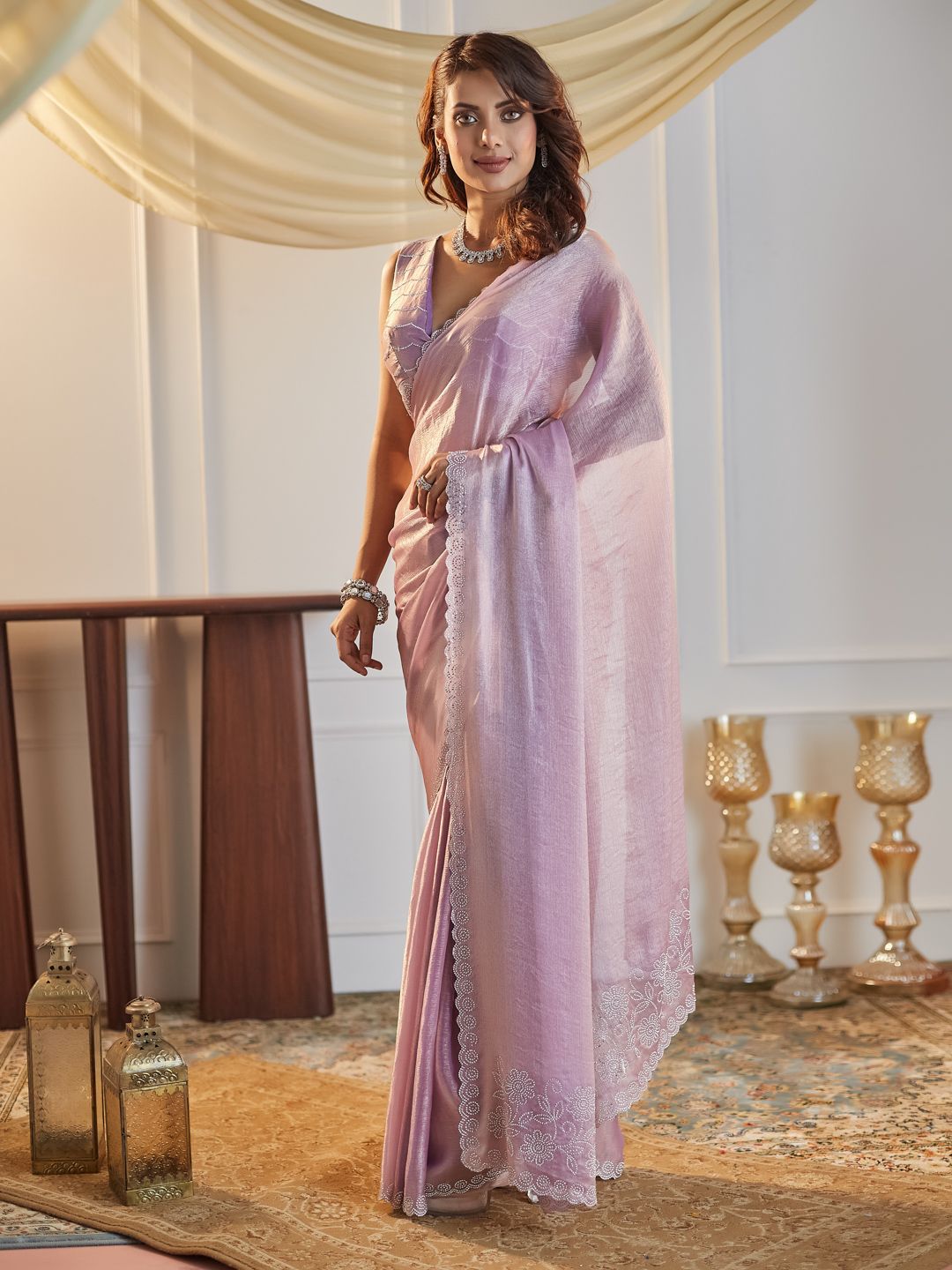 kasee Beads and Stones Silk Blend Saree | Grocsy