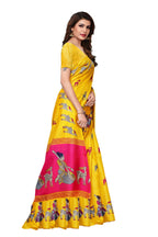 Vamika Yellow Color Kalamkari With Jhalar Khadi Silk Saree | Grocsy