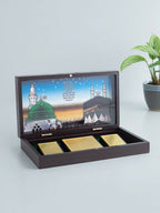 Golden Peacock Brown & Gold-Toned 24 Ct Gold Foil Makka Madina Dua Box | Grocsy