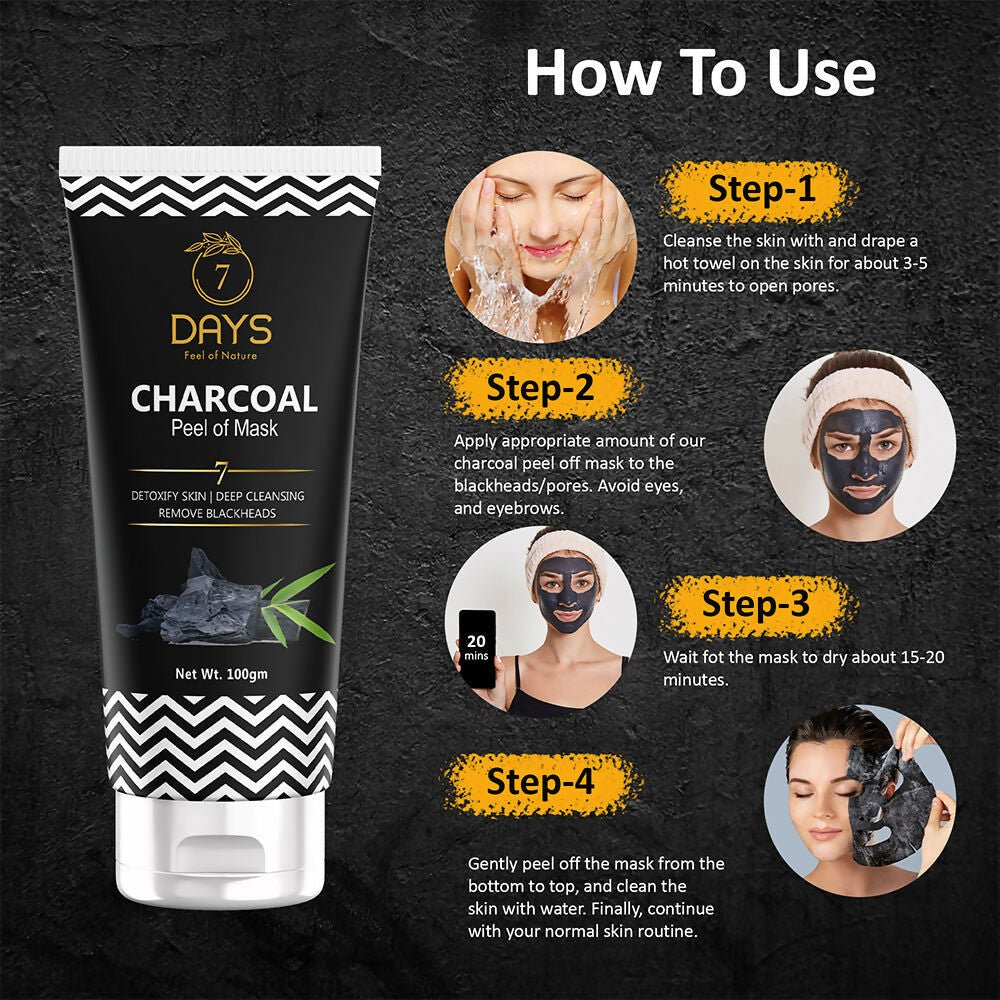 7 Days Activated Charcoal Face Mask - Peel Off - No Parabens & Mineral Oils | Grocsy