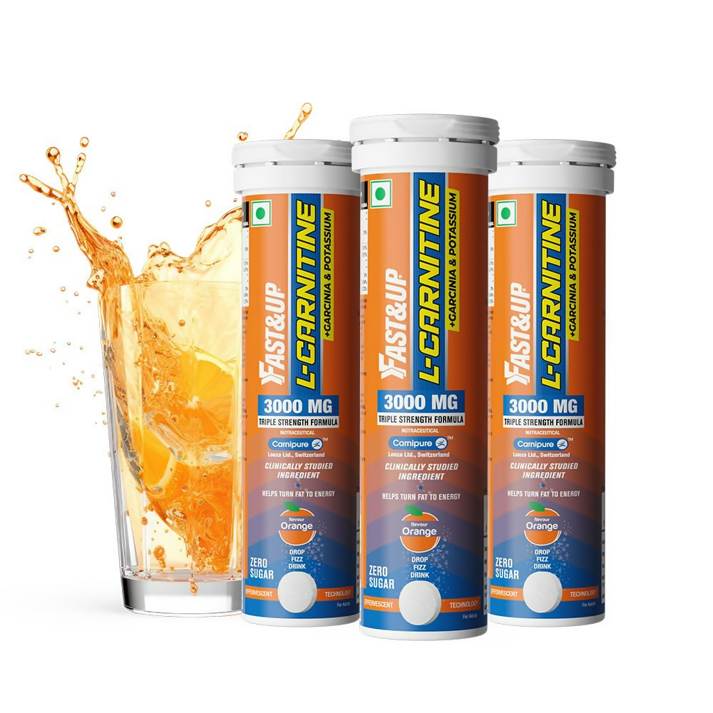 Fast&Up L Carnitine 3000mg Effervescent Tablets - Orange Flavour | Grocsy