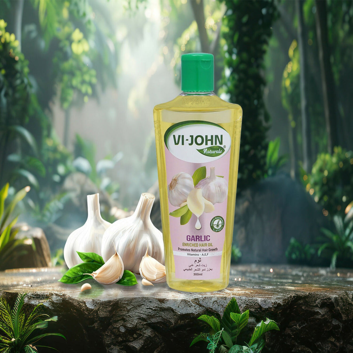 VI-JOHN Naturale Garlic Enriched Hair Oil Promotes Natural Hair Growth With Vitamin A.E & F | Grocsy