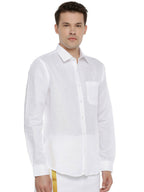 Ramraj Cotton Mens Linen Full Sleeve White Shirt | Grocsy