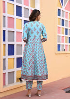 Alvano Printed Anarkali Kurti with Pant and Dupatta Set for Women's and Girls Rayon | Grocsy