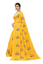Vamika Chanderi Cotton Embroidery Yellow Saree (Mogra Yellow) | Grocsy