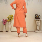 Jyoti Fashion Women's Orange Rinkal Cotton Plain with Side Pocket Kurtis & Sets | Grocsy