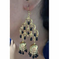MS Fashion India Gold-Polished Fashion Traditional Double Jhumka Long Black Pearls Earrings | Grocsy