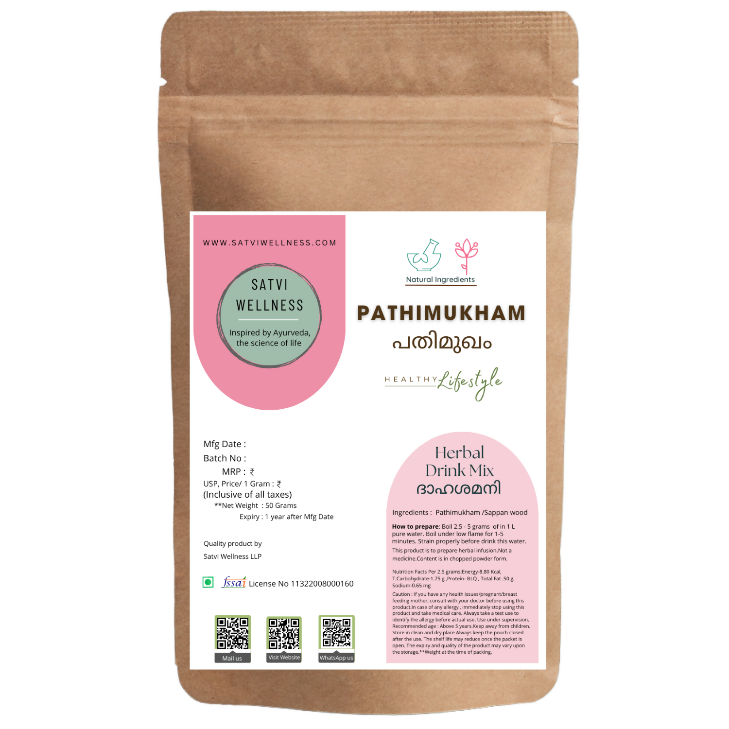 Satvi Wellness Kerala Pathimugam Herbal Drinking Water Mix | Grocsy
