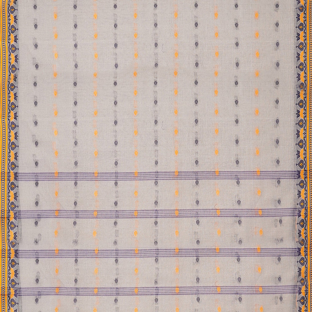 Exclusive Collection 100% Pure Cotton Light Grey Tant Saree With Hand Weaving Work | Grocsy