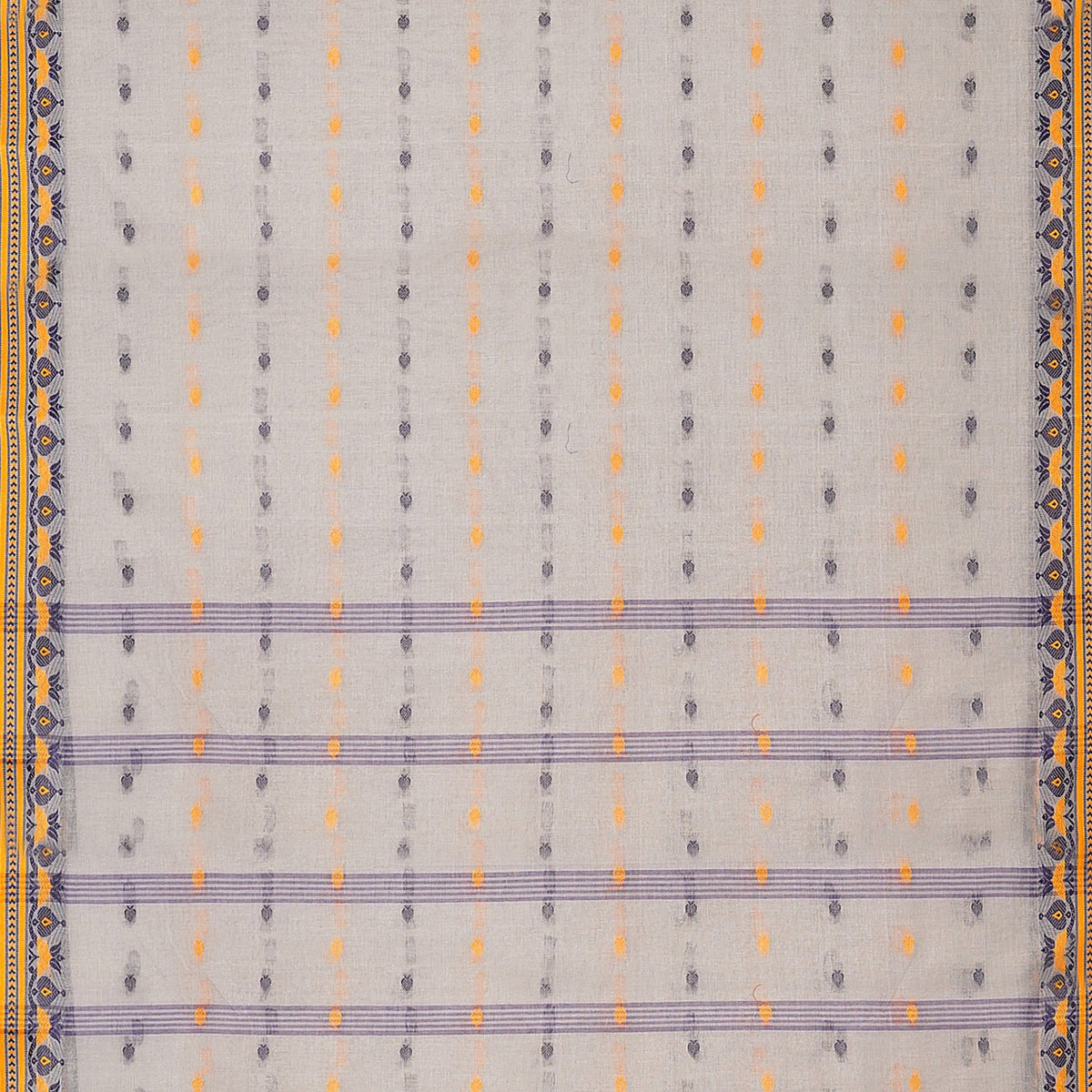 Exclusive Collection 100% Pure Cotton Light Grey Tant Saree With Hand Weaving Work | Grocsy