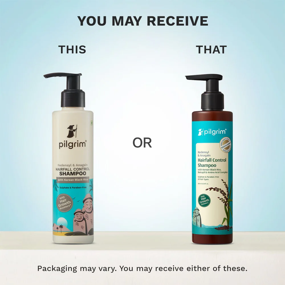 Pilgrim Redensyl & Anagain Hairfall Control Shampoo with Korean Black Rice | Grocsy