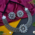 Tehzeeb Creations Women's Silver Plated Necklace Set With Stone - Swadesiicart
