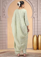 Chhap Light Green Colour Satin Silk Hand Work Salwar Suit | Grocsy