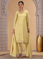 Chhap Yellow Colour Satin Silk Hand Work Salwar Suit | Grocsy