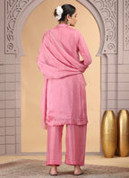 Chhap Pink Colour Satin Silk Hand Work Salwar Suit | Grocsy