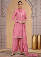 Chhap Pink Colour Satin Silk Hand Work Salwar Suit | Grocsy