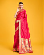 Monjolika Fashion Opulent Paithani In Regal Bright Pink Color With Gold Weaves Delicate Zari Work Silk Saree | Grocsy