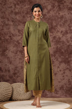 Juniper Womens Olive Rayon Foil Printed Kurta | Grocsy