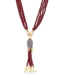 Gold-Polished Alloy Crystals And Rhinestones Victorian Long Necklace - The Pari | Grocsy