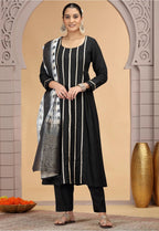 Chhap Chiffon Printed and Hand Work Salwar Suit In Black Colour | Grocsy