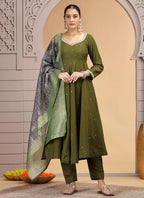 Chhap Green Colour Chiffon Hand Work Salwar Suit | Grocsy