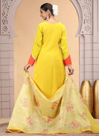 Chhap Yellow Colour Chiffon Hand Work Salwar Suit | Grocsy